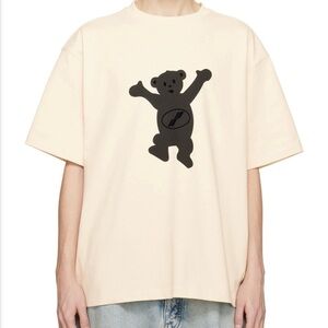 WE11DONE WELLDONE Teddy Bear Short Sleeve Streetwear Beige T-Shirt Large READ